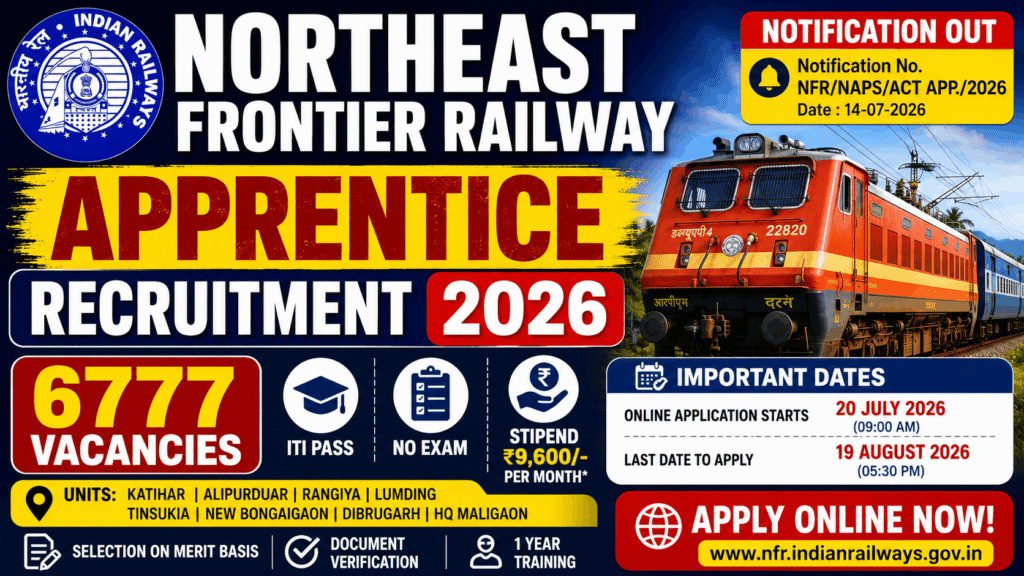 Northeast Frontier Railway Apprentice Recruitment 2026