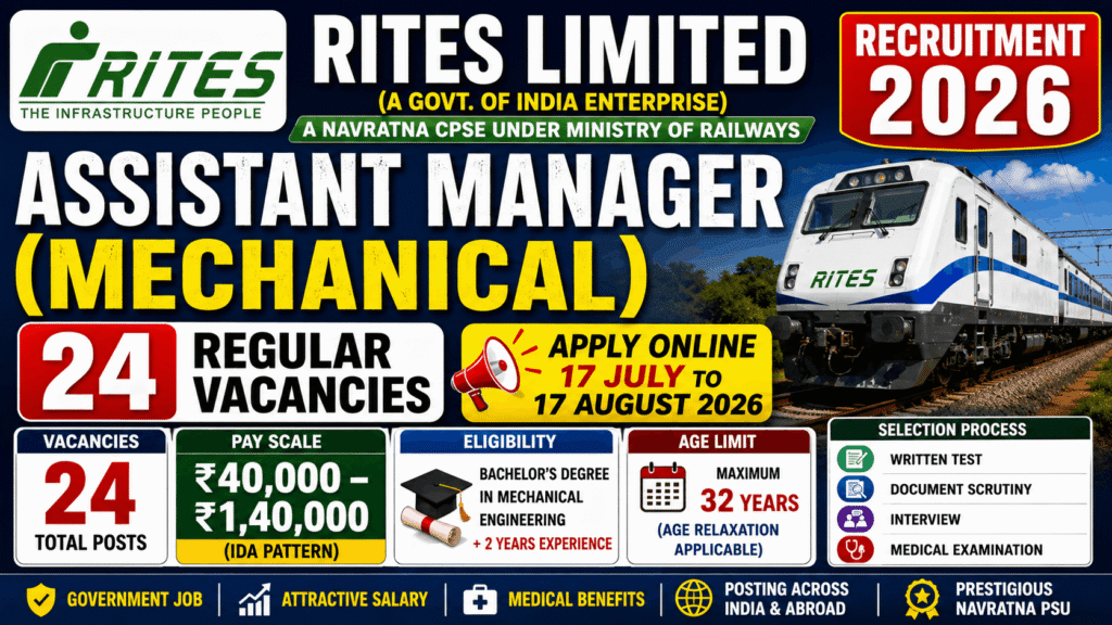RITES Assistant Manager (Mechanical) Recruitment