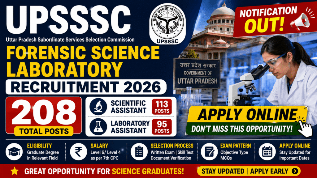 UPSSSC Forensic Science Laboratory Recruitment 2026