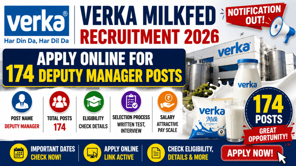 Verka Milkfed Recruitment 2026