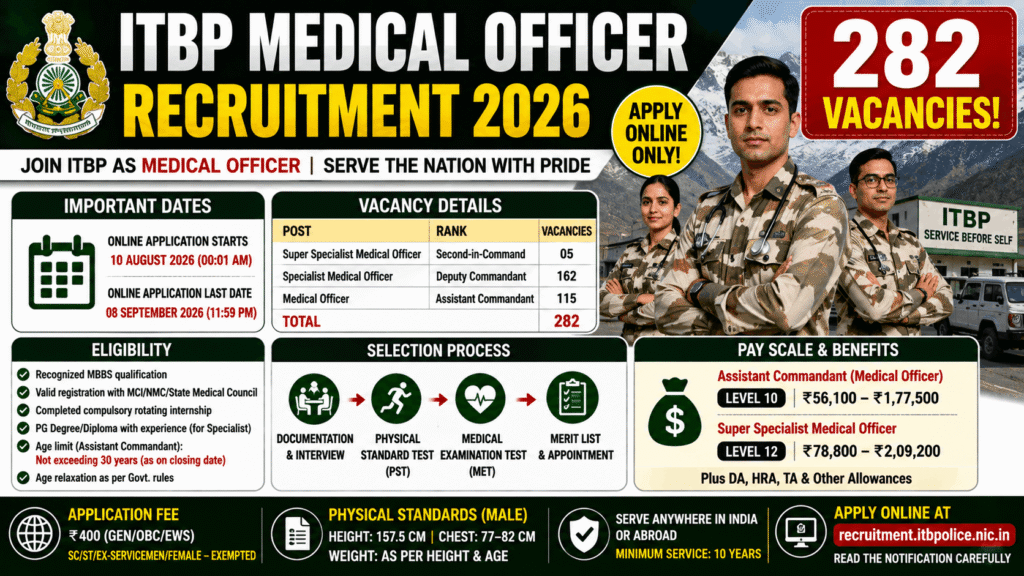 ITBP Medical Officer Recruitment 2026