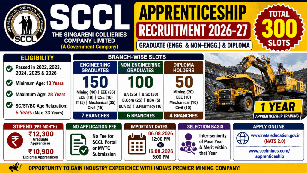 SCCL Apprenticeship Recruitment 2026-27