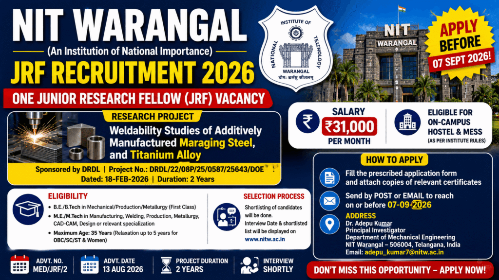 NIT Warangal JRF Recruitment 2026